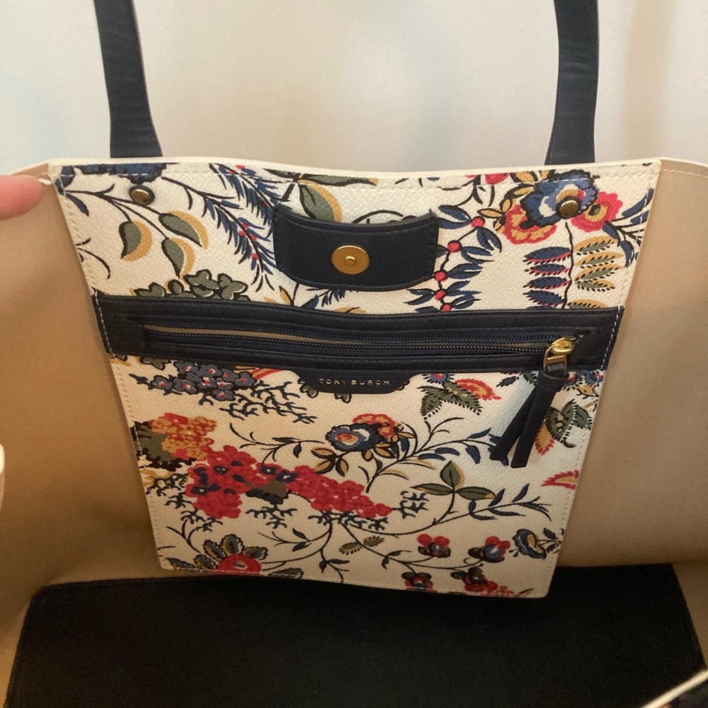 Tory Burch Floral Shoulder Bag - Cream and Multicolor - Picture 3 of 6